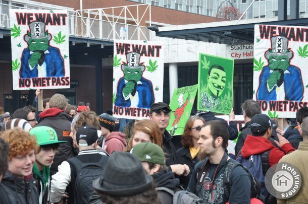 Weed pass protest in Amsterdam